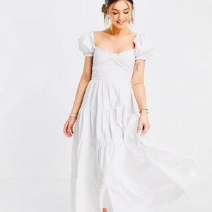Stradivarius milkmaid poplin maxi  dress